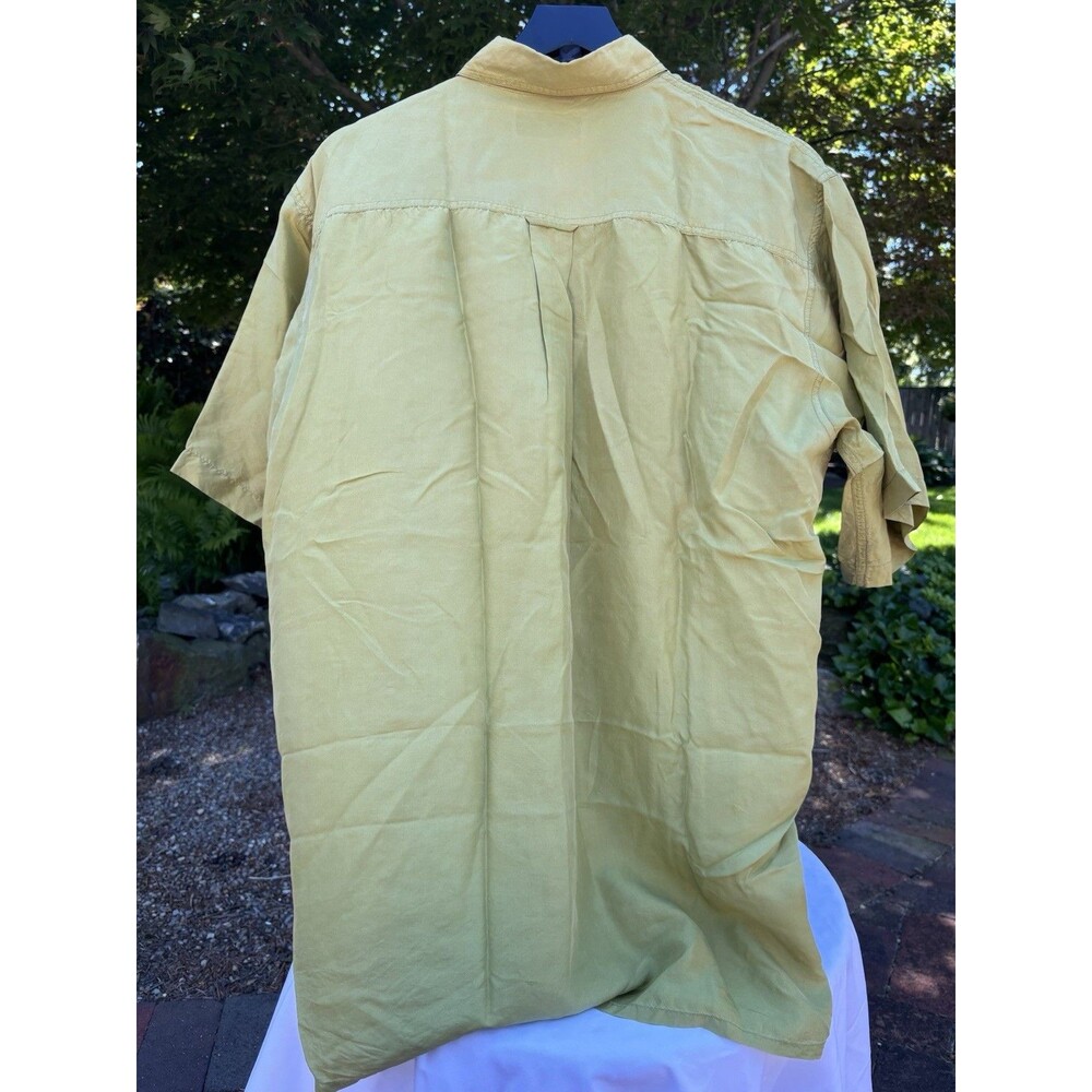 K-PASA 100% Silk Lime Green Short Sleeve Button Shirt Men’s L - Picture 3 of 6